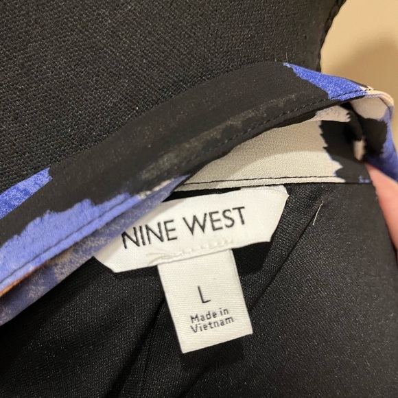 Women's Nine West Georgette A-Line Pleated Dress with Collar & B-Neck, Size L - Picture 4 of 6